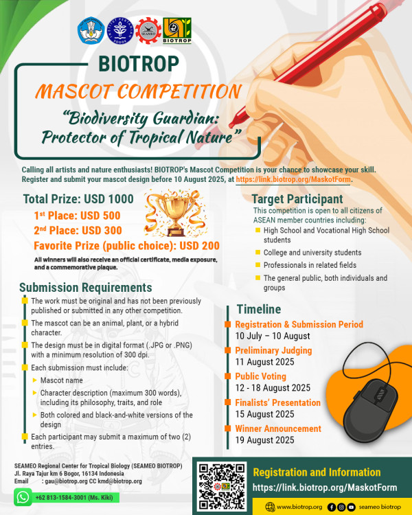 BIOTROP Mascot Competition “Biodiversity Guardian: Protector of Tropical Nature”